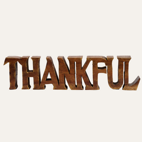 Thankful Wooden Sculpture – Hand-Carved Gift of Gratitude | Decozen Luxe - Decozen