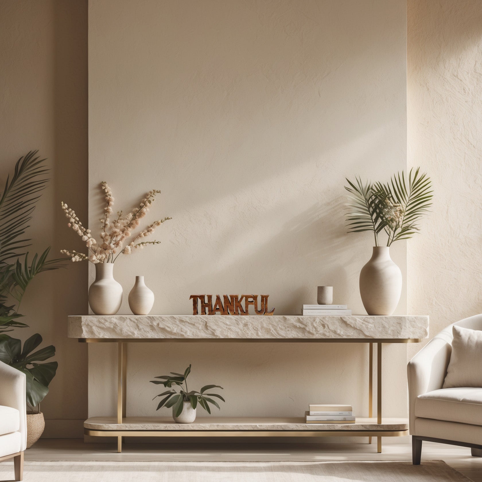 Thankful Wooden Sculpture – Hand-Carved Gift of Gratitude | Decozen Luxe - Decozen