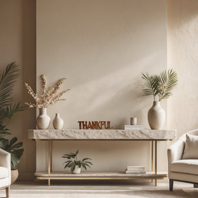 Thankful Wooden Sculpture – Hand-Carved Gift of Gratitude | Decozen Luxe - Decozen