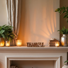 Thankful Wooden Sculpture – Hand-Carved Gift of Gratitude | Decozen Luxe - Decozen