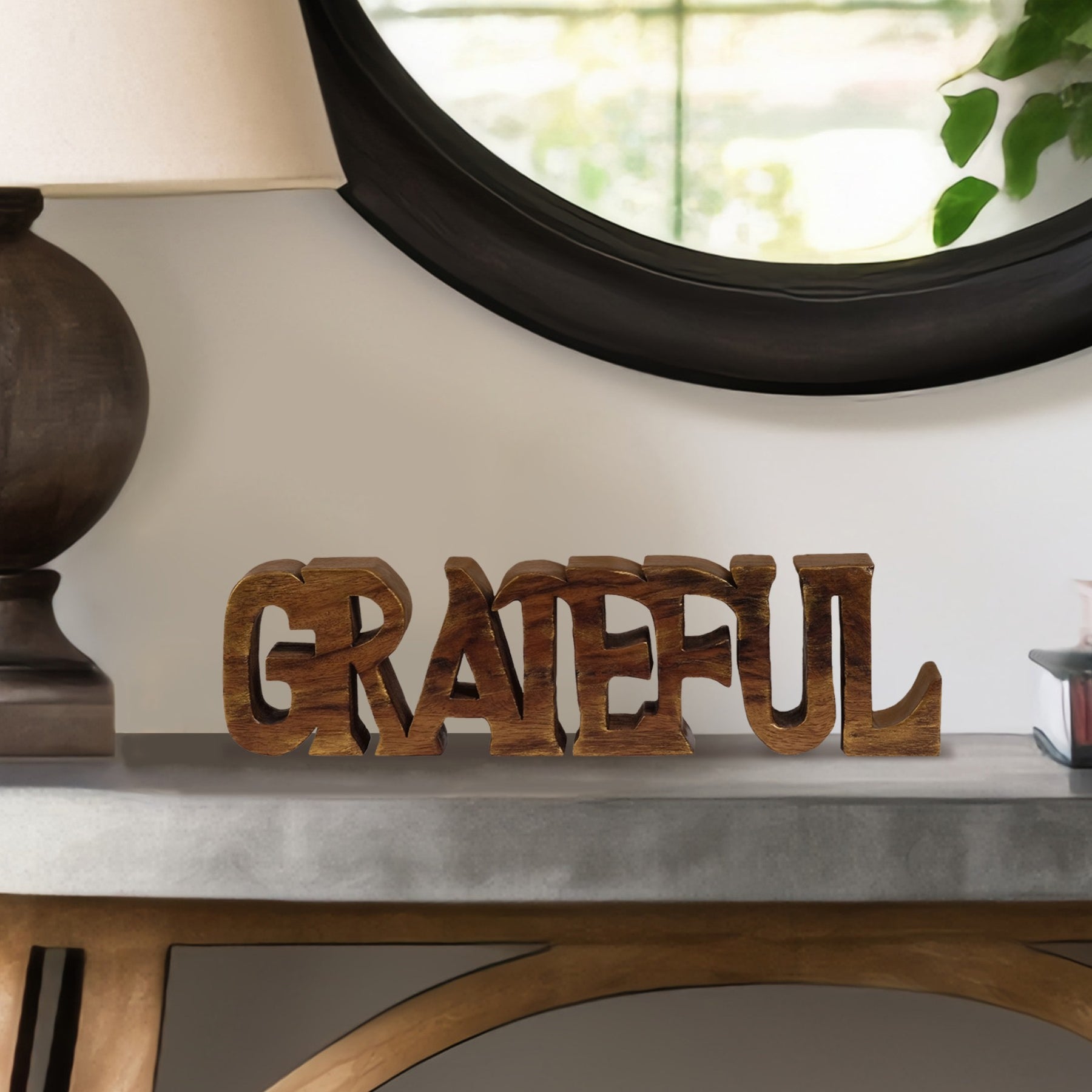 Gratitude Bloom – Hand-Carved Wooden Sculpture, Elegant Decorative Home Art