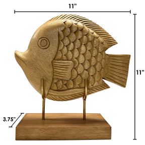 Ocean Whisper – Hand-Carved Wooden Fish Sculpture, Artistic Home Décor - Decozen