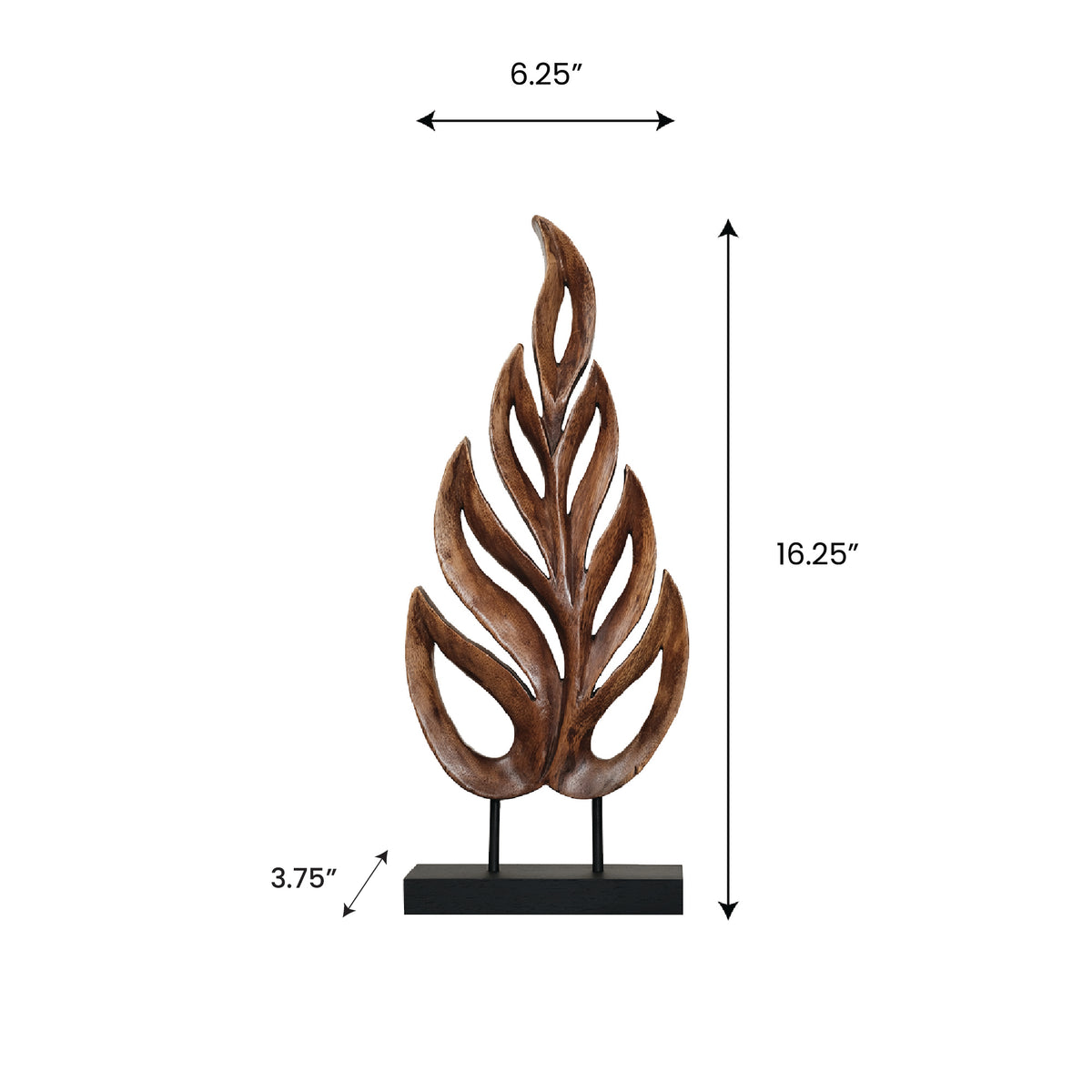 Hand-carved wooden sculpture of a leaf by PAT026, ideal for artistic home décor, showcasing detailed craftsmanship and natural wood finish.