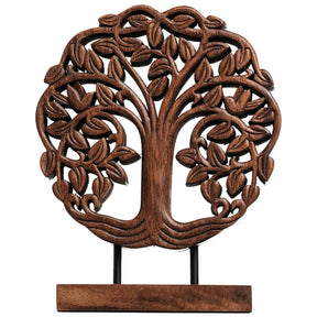 Medium Trezevant Tree of Life wooden sculpture by Decozen Luxe, showcasing intricate handmade design as decorative wooden art.