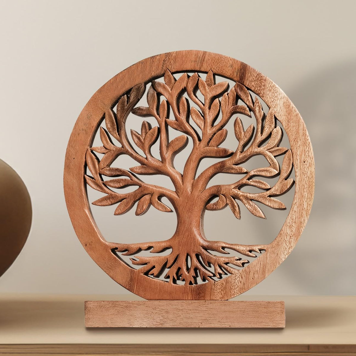 Cloverly Tree of Life Wooden Sculpture – Handmade Decorative Art | Decozen Luxe - Decozen