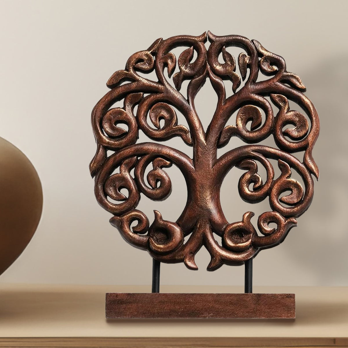 Berton Tree of Life Wooden Sculpture – Handmade Decorative Art | Decozen Luxe - Decozen