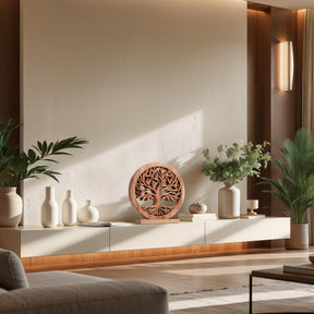 Sacred Roots – Hand-Carved Tree of Life Wooden Sculpture, Artistic Home Décor - Decozen