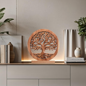 Sacred Roots – Hand-Carved Tree of Life Wooden Sculpture, Artistic Home Décor - Decozen
