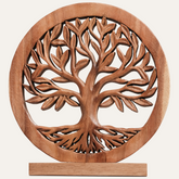 Sacred Roots – Hand-Carved Tree of Life Wooden Sculpture, Artistic Home Décor - Decozen