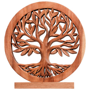 Sacred Roots – Hand-Carved Tree of Life Wooden Sculpture, Artistic Home Décor - Decozen