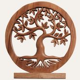 Oak Serenity – Hand Carved Tree of Life Wooden Sculpture, Handmade Farmhouse Décor - Decozen