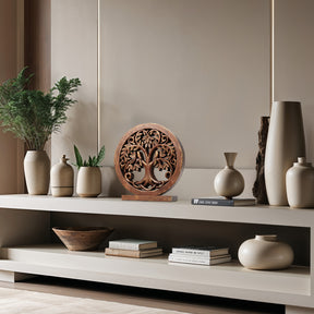 Maple Grove – Hand Carved Tree of Life Wooden Sculpture, Handmade Farmhouse Décor - Decozen