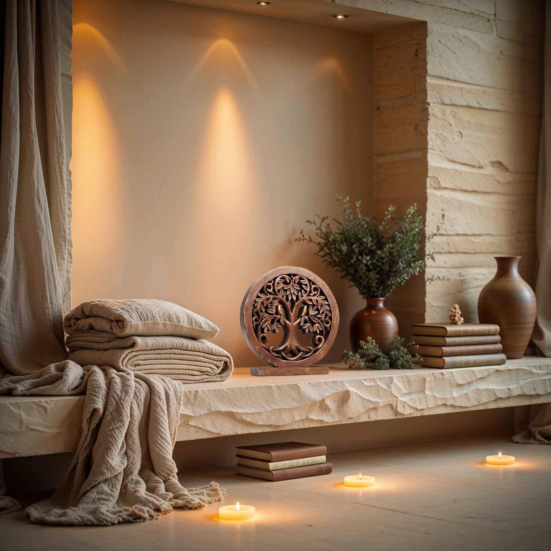 Maple Grove – Hand Carved Tree of Life Wooden Sculpture, Handmade Farmhouse Décor - Decozen