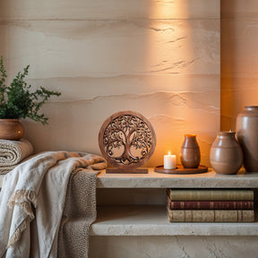 Maple Grove – Hand Carved Tree of Life Wooden Sculpture, Handmade Farmhouse Décor - Decozen