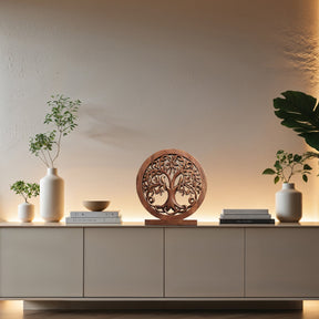 Maple Grove – Hand Carved Tree of Life Wooden Sculpture, Handmade Farmhouse Décor - Decozen