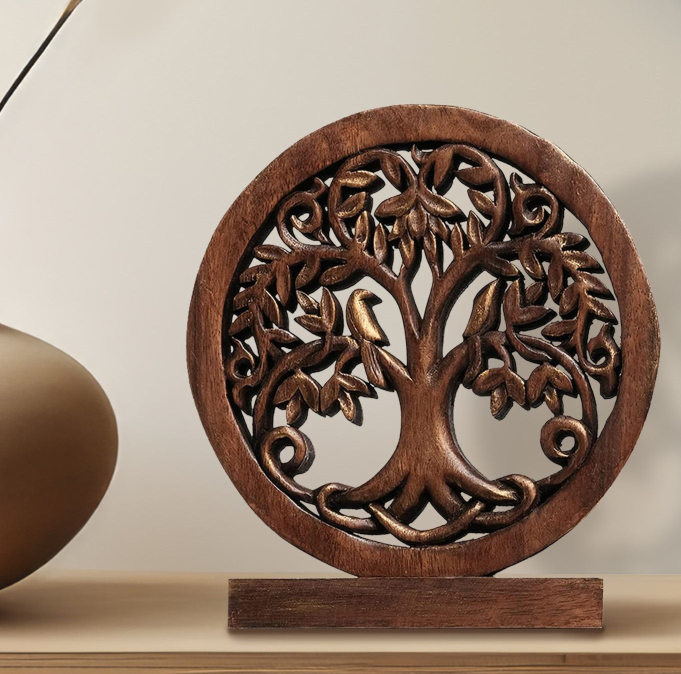Maple Grove – Hand Carved Tree of Life Wooden Sculpture, Handmade Farmhouse Décor