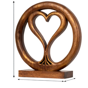 Solid Wood Heart Sculpture - Unique Gift from Daughter, Son, Husband - Perfect for Home, Mantel, Fireplace, and Foyer Decor - Tabletop Accent - Decozen