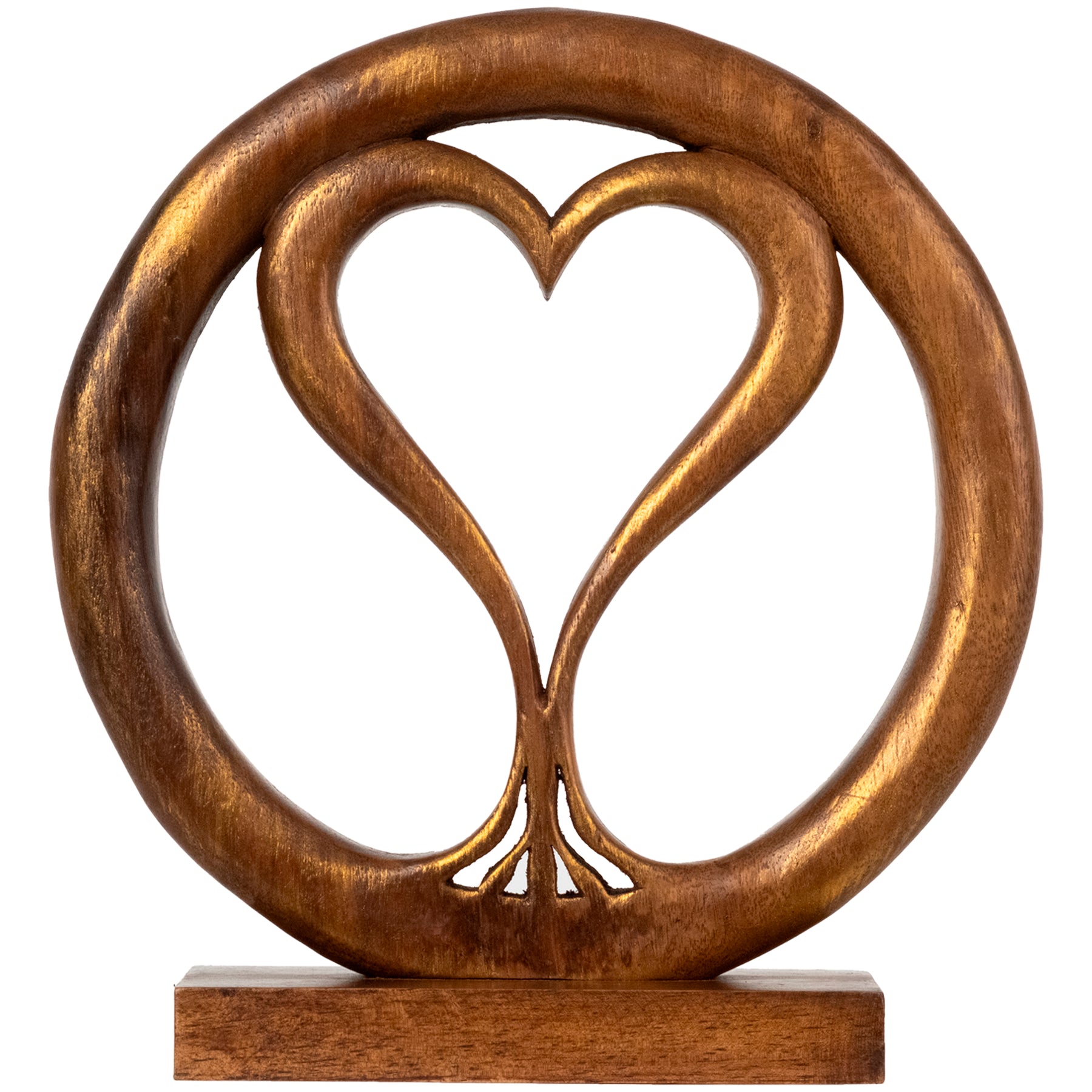 Solid Wood Heart Sculpture - Unique Gift from Daughter, Son, Husband - Perfect for Home, Mantel, Fireplace, and Foyer Decor - Tabletop Accent - Decozen