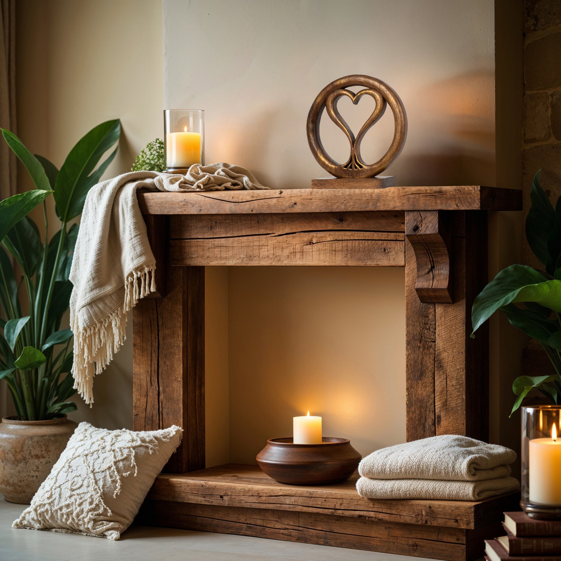 Solid Wood Heart Sculpture - Unique Gift from Daughter, Son, Husband - Perfect for Home, Mantel, Fireplace, and Foyer Decor - Tabletop Accent - Decozen