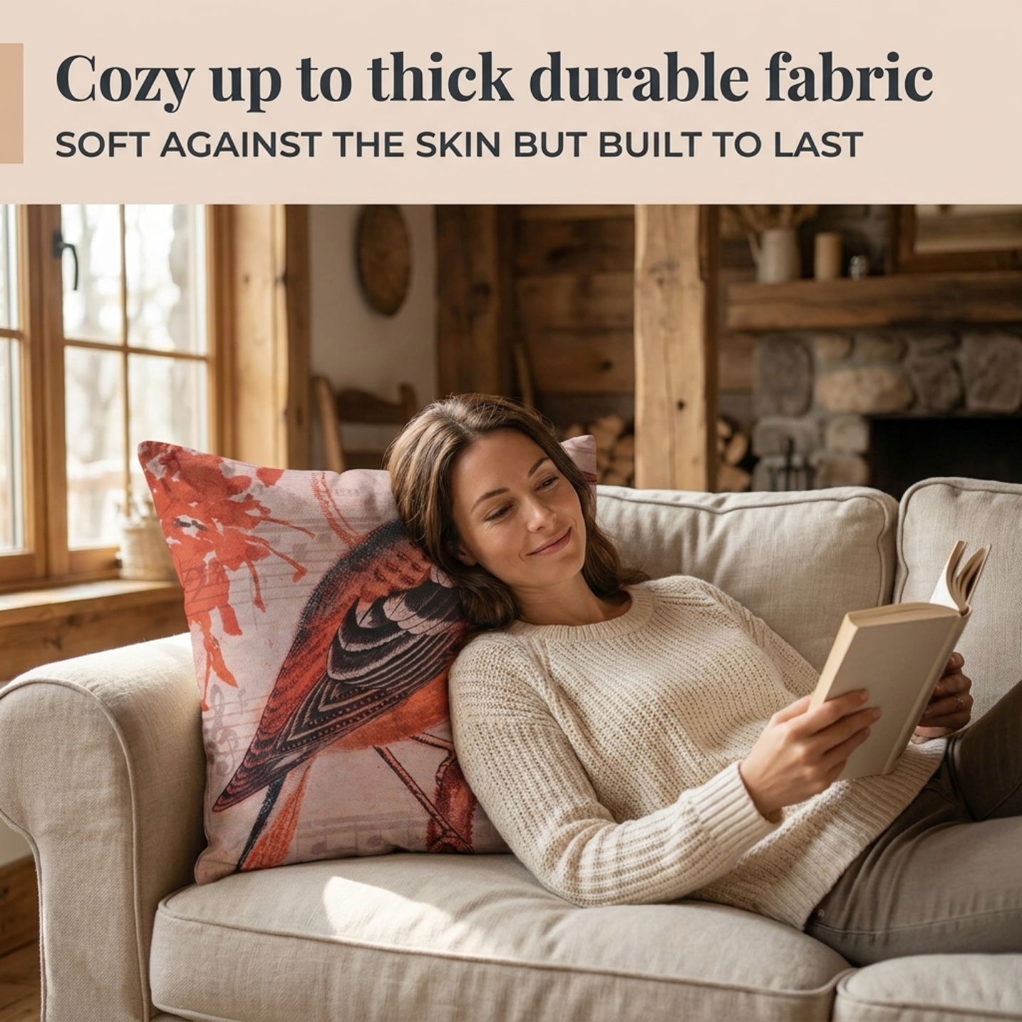 Bird Pattern Pillow Covers – 18x18 Inch Polyester Decorative Throw Pillows