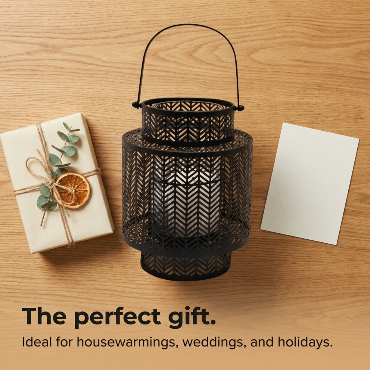 Black Hanging Candle Holder Lantern