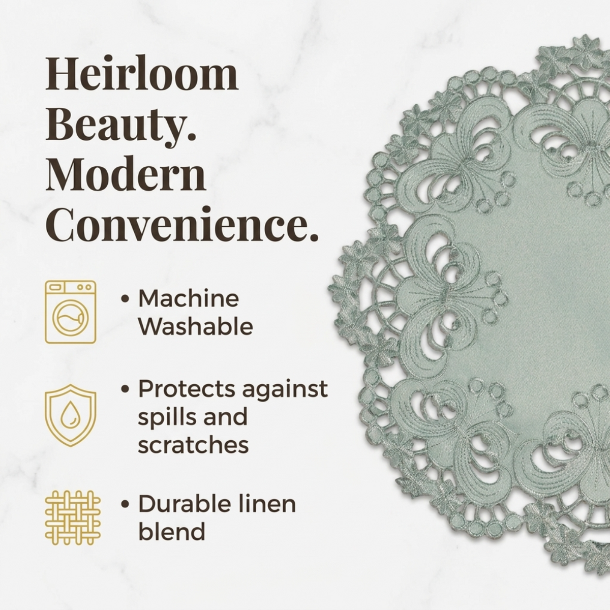 Gray Round Doilies – Creola Collection, 15 Inch