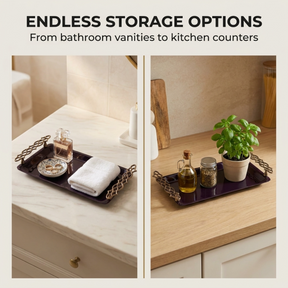 Vanity Tray – Elegant Aluminum Decorative Rectangular Bathroom Storage Solution