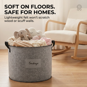 Felt Laundry Hamper - Gray Laundry Basket Set of 3 with Durable Fabric & Sturdy Handles