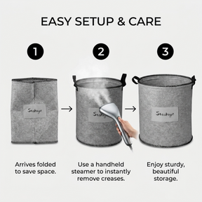 Felt Laundry Hamper - Gray Laundry Basket Set of 3 with Durable Fabric & Sturdy Handles