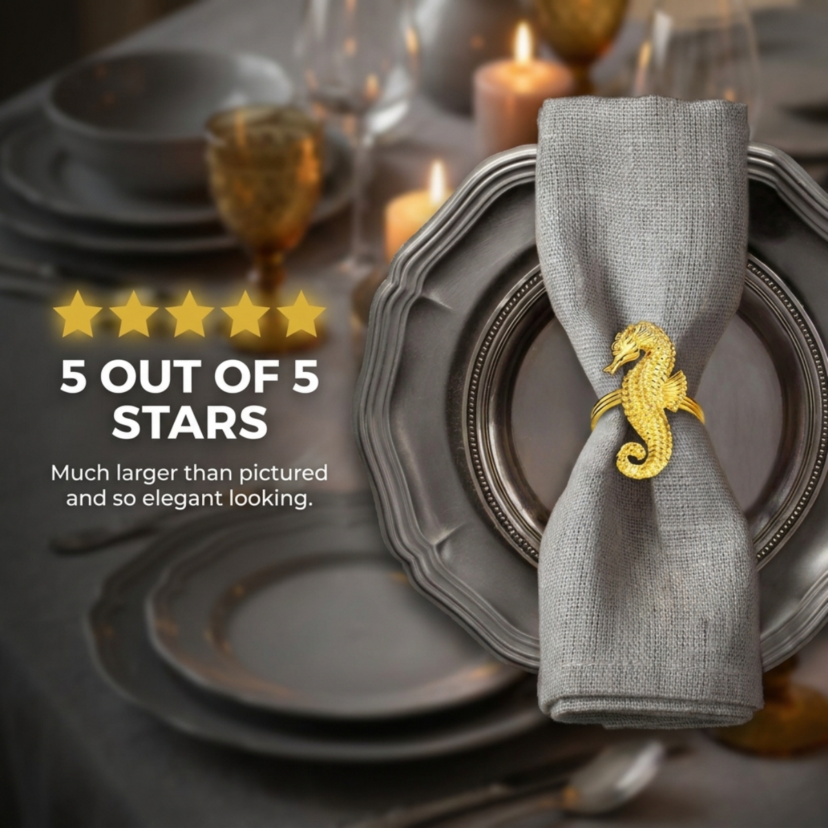 Gold Seahorse Napkin Rings – Ocean Majesty