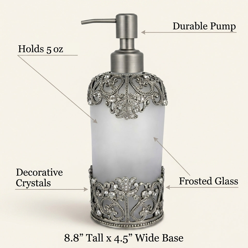 Modern Celestia Glow lotion dispenser by LB21764RVC, handmade ceramic bathroom accessory with a 9 oz capacity.