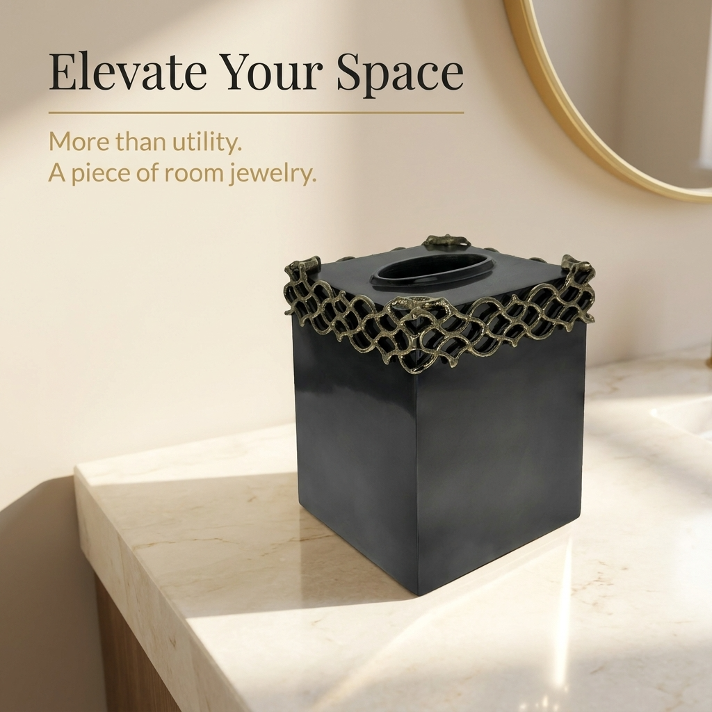 Tissue Box Cover – Elegant Haven, Aluminum