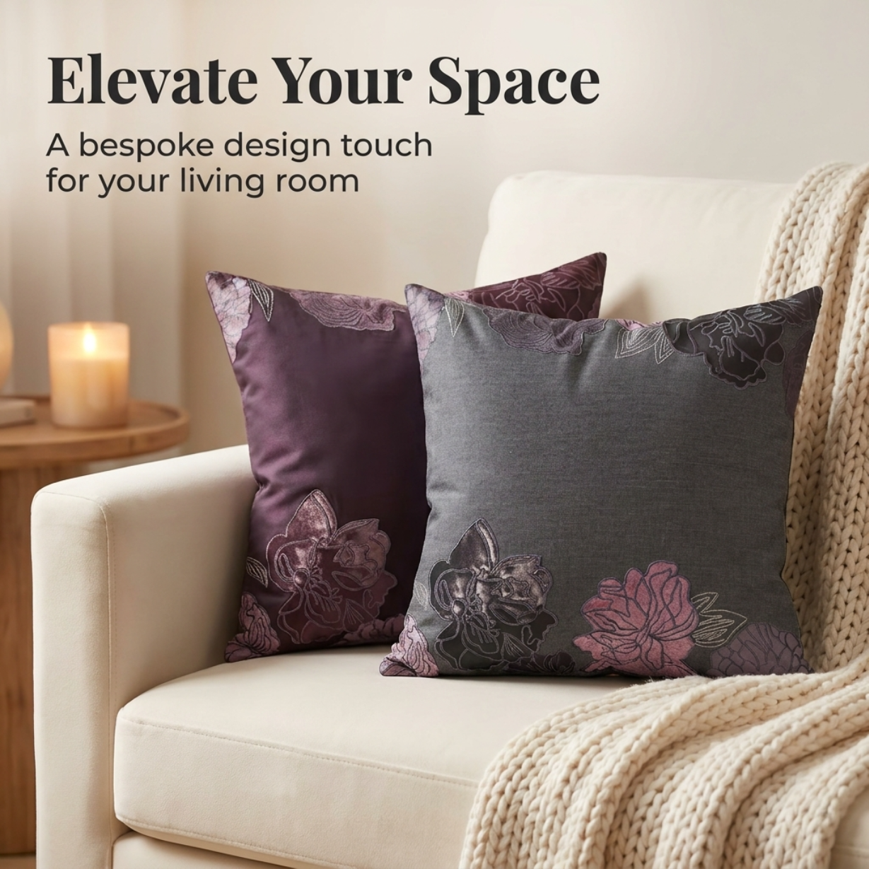 Gray Throw Pillow Covers - Set of 2 or 4 Embroidered Cushion Covers 14 x 20 Inches