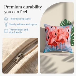 Flamingo Throw Pillow - Set of 4 Decorative Cushion Covers 18x18 Inches