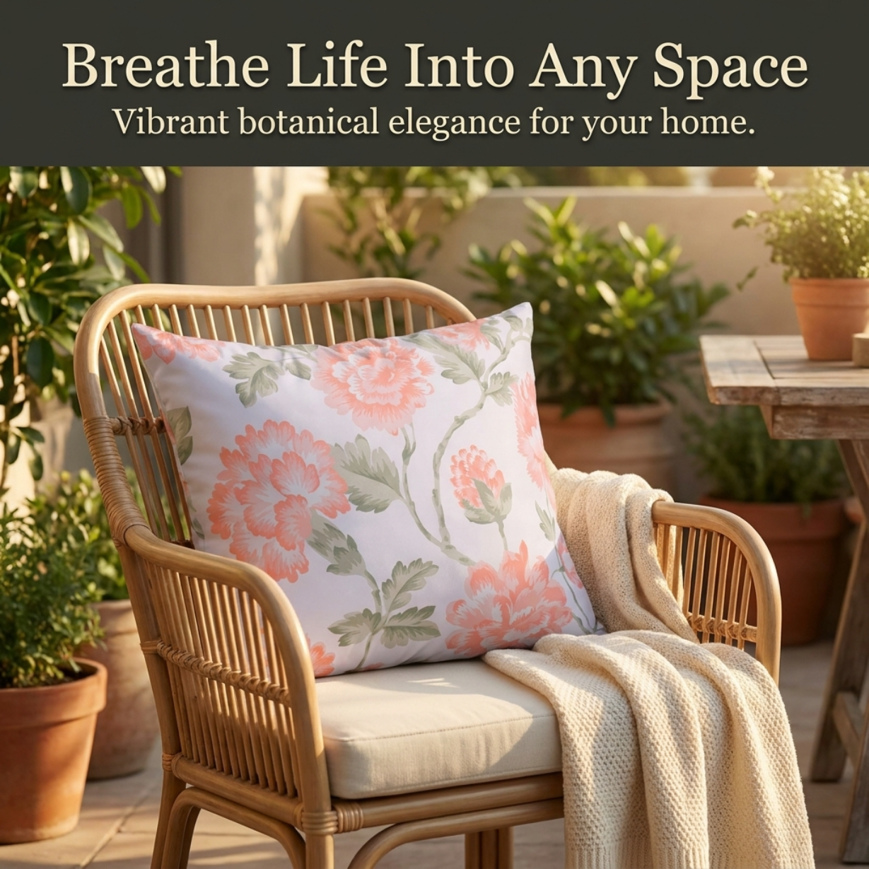 Floral Throw Pillow Covers - 14 x 20 Inches | Premium Fabric Cushion Cases