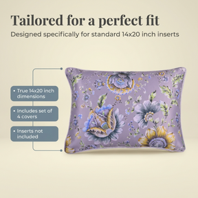 Floral Throw Pillow Covers - 14 x 20 Inches | Premium Fabric Cushion Cases