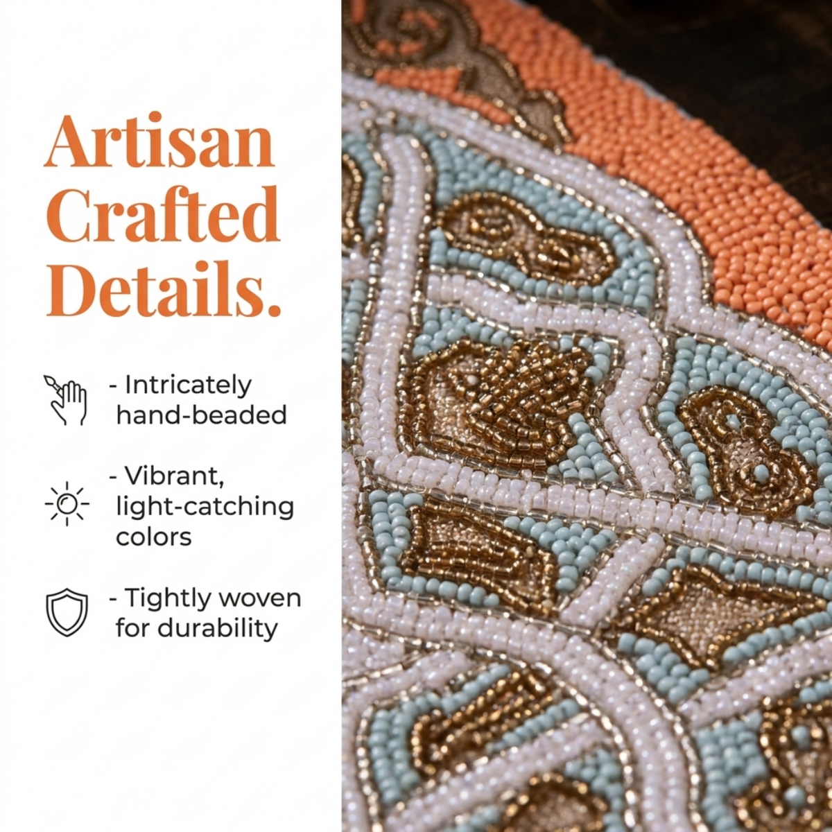 Beaded Placemats - Handmade Embroidered Satin Backing, Scratch & Heat Resistant