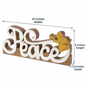 Wooden Peace Sculpture – Handcrafted Acacia Wood Sign | Rustic Home Decor Gift