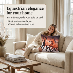 Horse Throw Pillow Set - 4 Decorative Pillow Covers 18 x 18 Inch with Zipper Closure