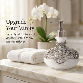 Soap Dispenser - Elegant Frosted Glass Bathroom Lotion Pump Bottle with Rhinestones