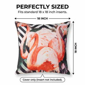 Flamingo Throw Pillow - 18x18 Pillow Cover With Embroidered Cushion Design