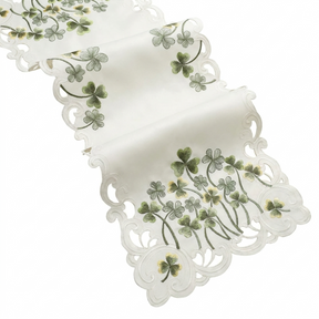 Ivory Table Runner - European Embroidery Rustic Linen Decor for Dining Tables