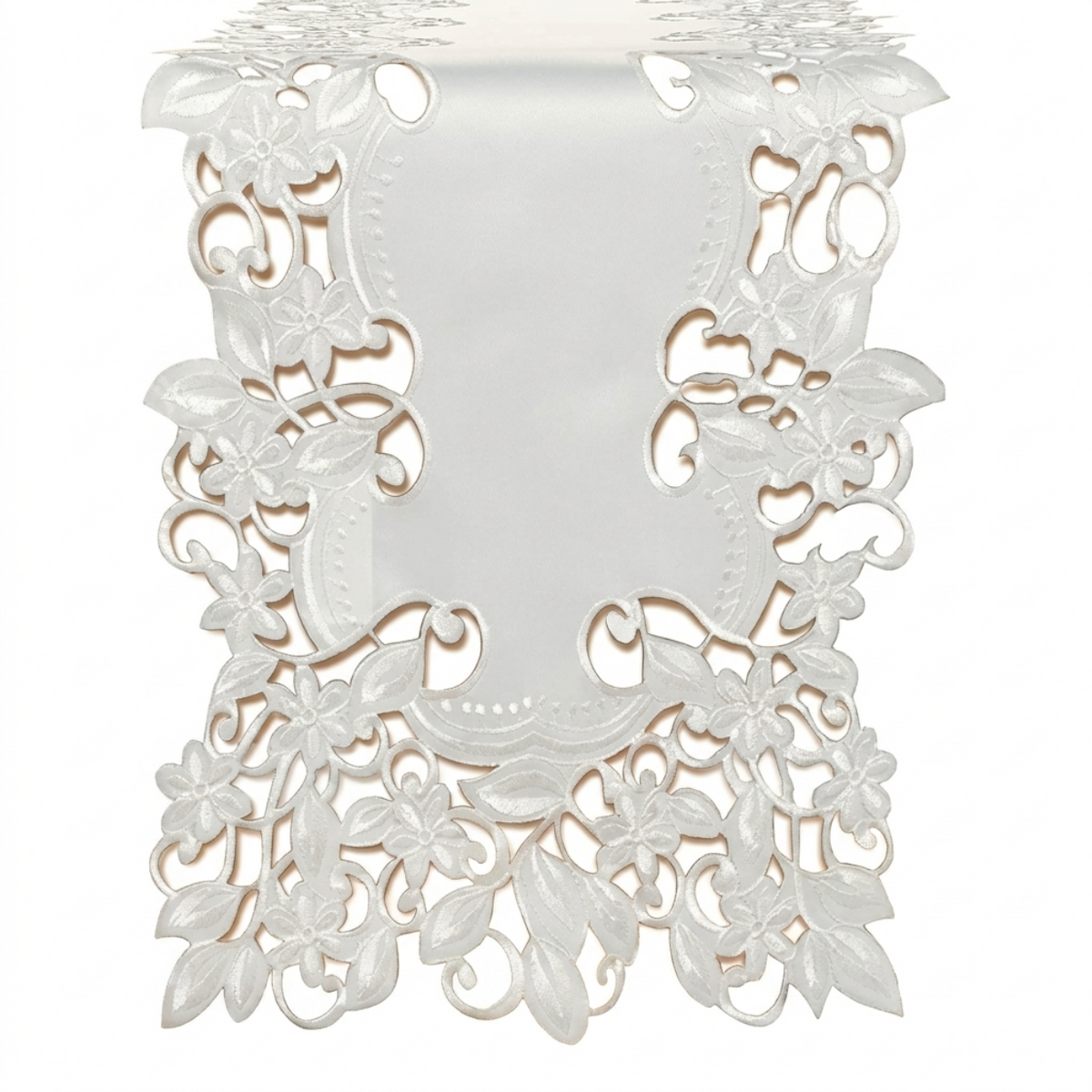 White Table Runner – Darvin Collection, 14x108 Inch