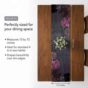 Decorative Table Runner - Embroidered Velvet Satin Backing for Dining Table Decor