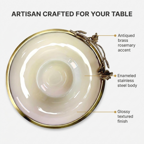 Chip and Dip Platter – Large Ceramic Snack Serving Set with Rosemary Accent