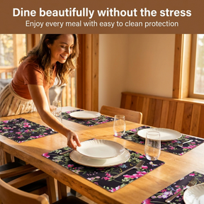 Floral Cork Placemats – Cork Backed, Heat Resistant Indoor Outdoor Table Mats