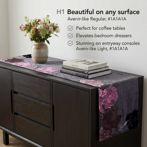 Decorative Table Runner - Embroidered Velvet Satin Backing for Dining Table Decor