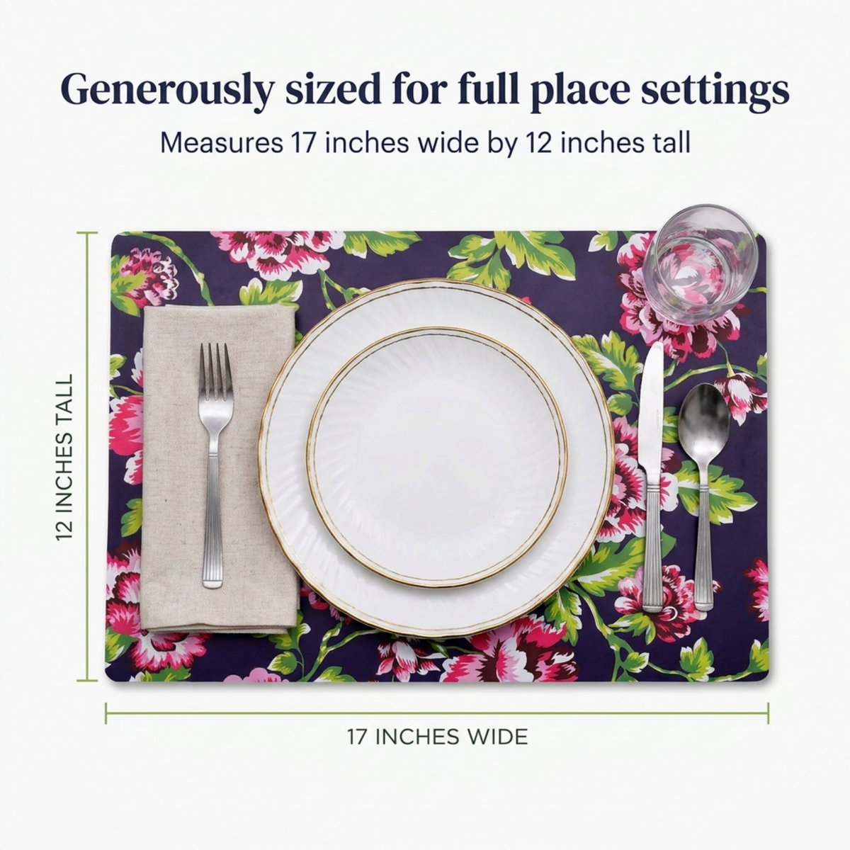 Floral Cork Placemats – Heat Resistant, Cork Backed Indoor Outdoor Mats