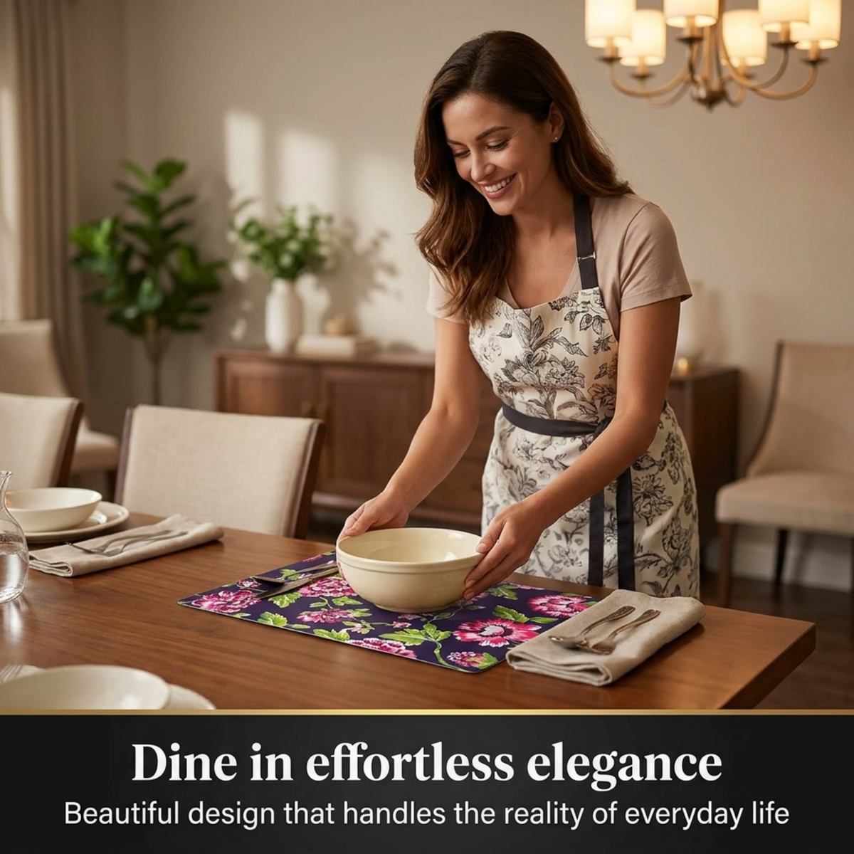 Floral Cork Placemats – Heat Resistant, Cork Backed Indoor Outdoor Mats