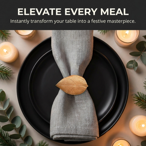 Gold Leaf Napkin Rings – Elegant Rust Resistant Table Decor Rings for Dining
